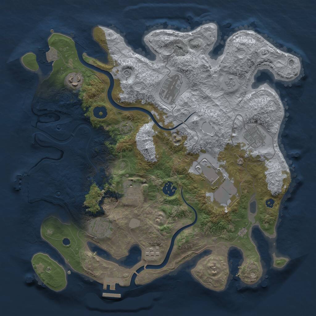 Rust Map: Procedural Map, Size: 3500, Seed: 327126, 14 Monuments