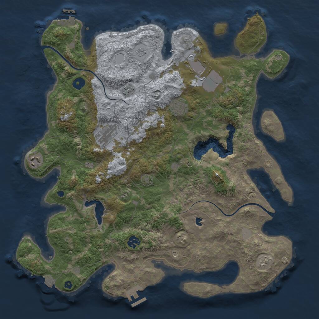 Rust Map: Procedural Map, Size: 4000, Seed: 13502, 12 Monuments