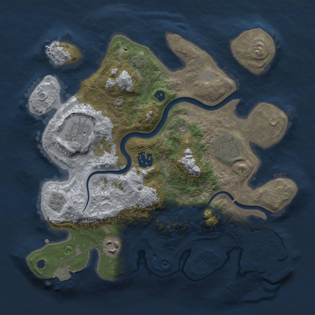 Rust Map: Procedural Map, Size: 3000, Seed: 27204, 9 Monuments