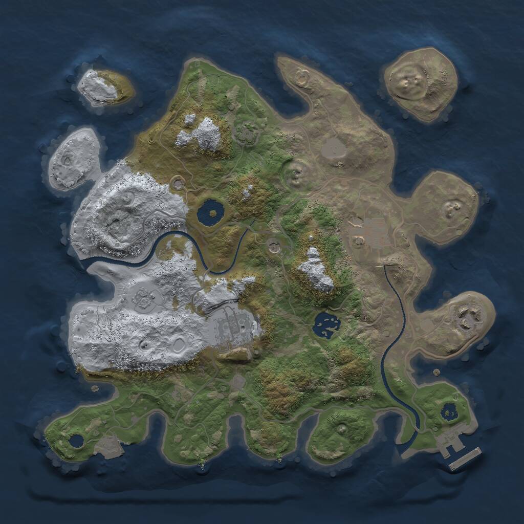 Rust Map: Procedural Map, Size: 3000, Seed: 27204, 9 Monuments
