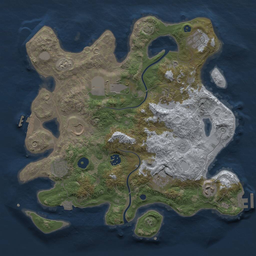 Rust Map: Procedural Map, Size: 3500, Seed: 1898365266, 14 Monuments