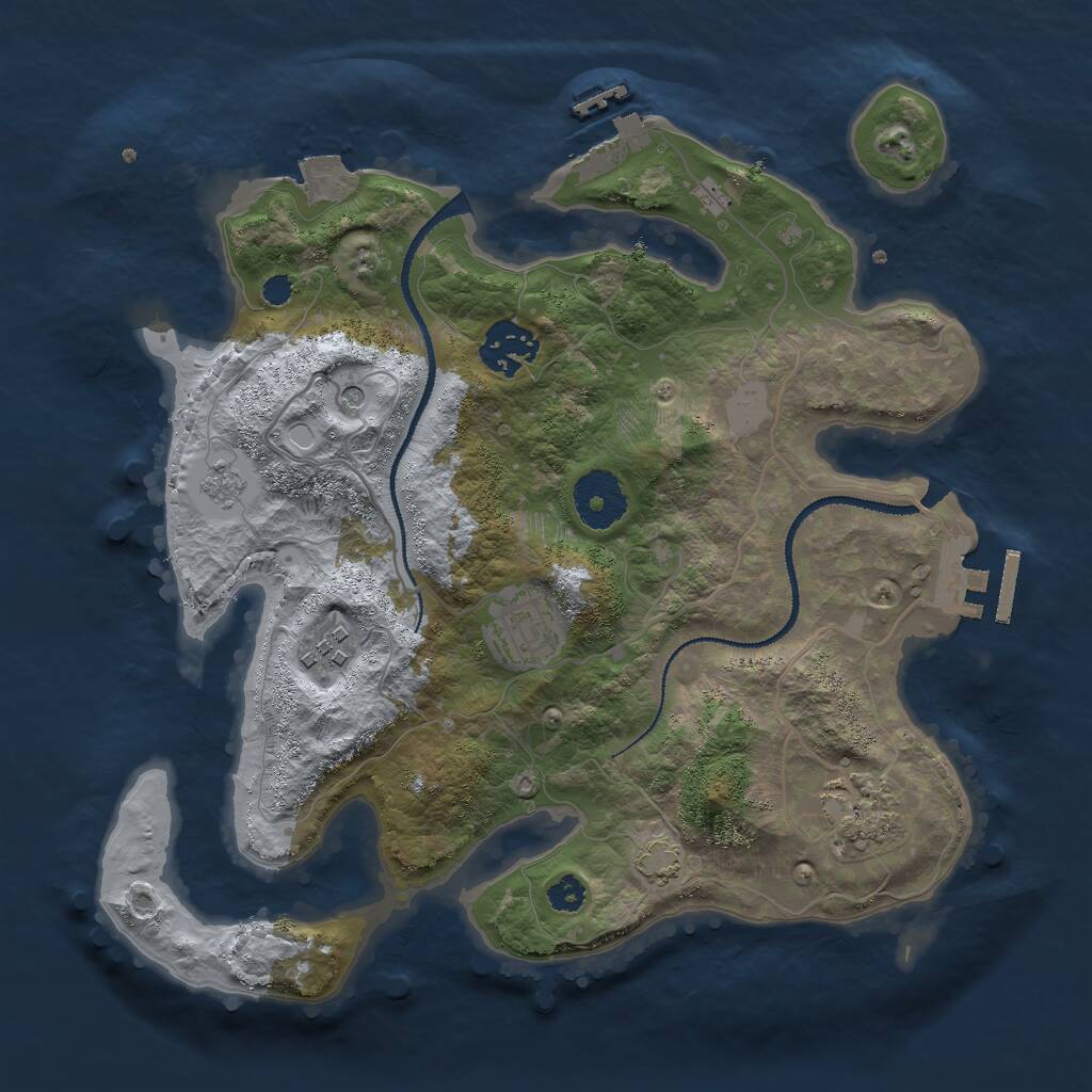 Rust Map: Procedural Map, Size: 3000, Seed: 15161, 10 Monuments