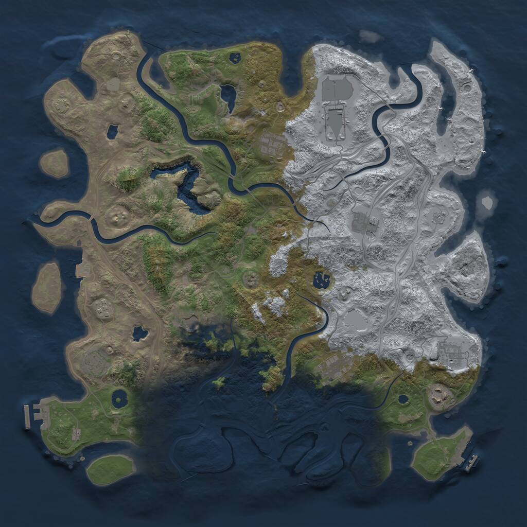 Rust Map: Procedural Map, Size: 4500, Seed: 1330889639, 16 Monuments