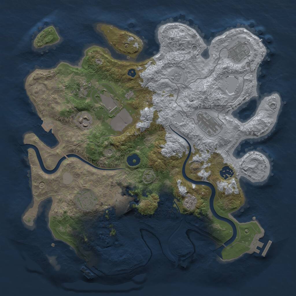 Rust Map: Procedural Map, Size: 3500, Seed: 1085353723, 15 Monuments