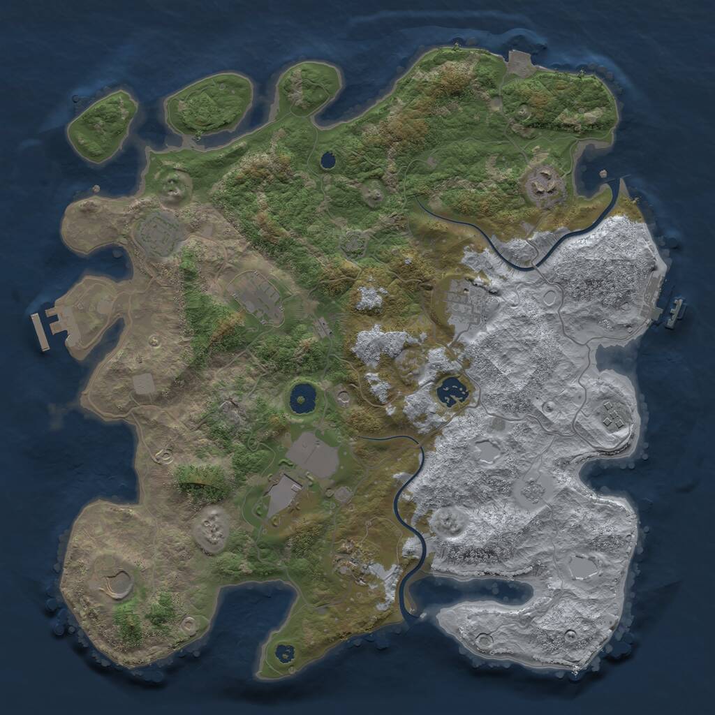 Rust Map: Procedural Map, Size: 3750, Seed: 827547858, 15 Monuments
