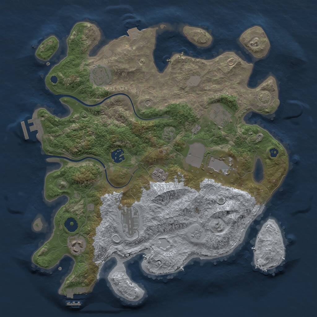Rust Map: Procedural Map, Size: 3500, Seed: 667338690, 13 Monuments