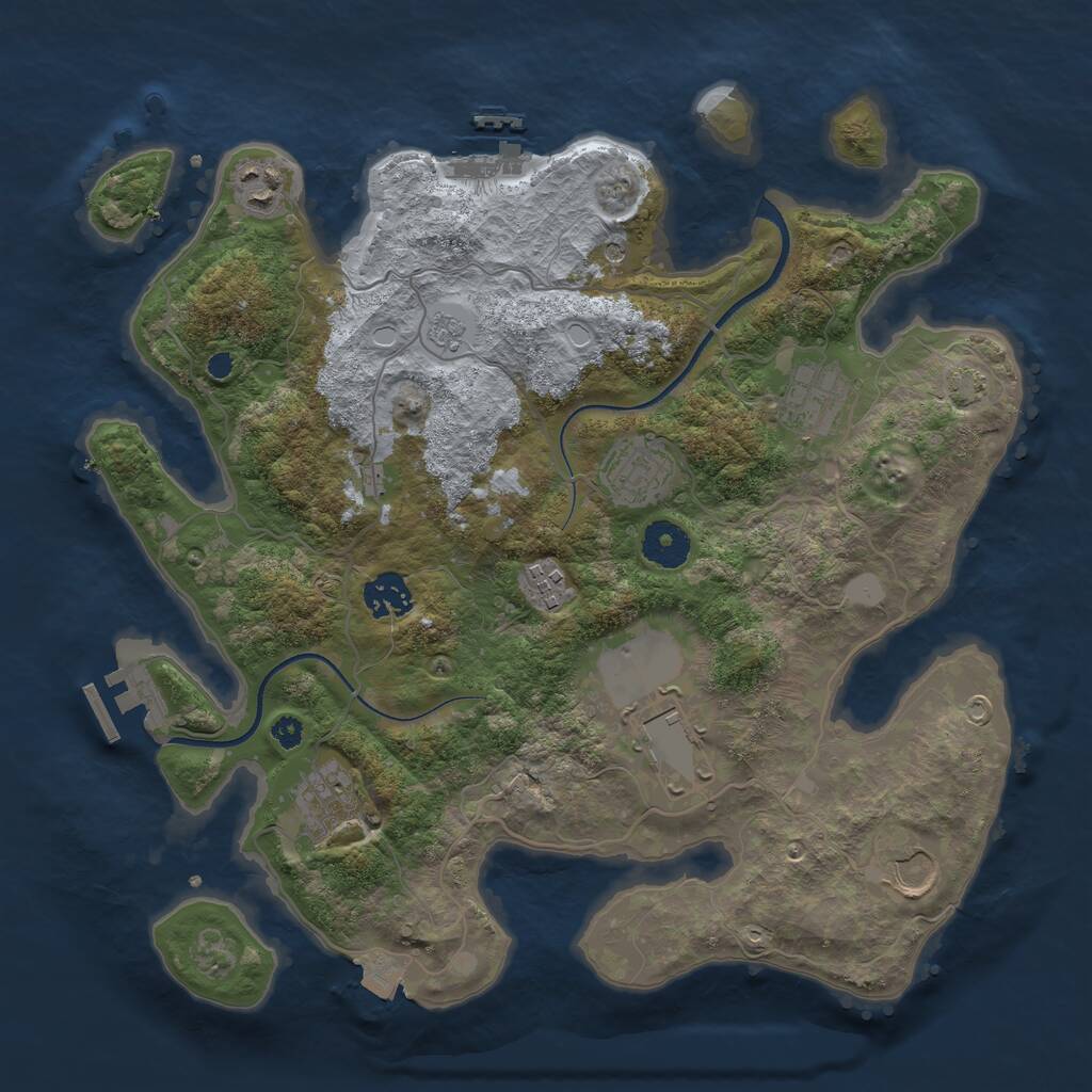 Rust Map: Procedural Map, Size: 3500, Seed: 1733951654, 14 Monuments