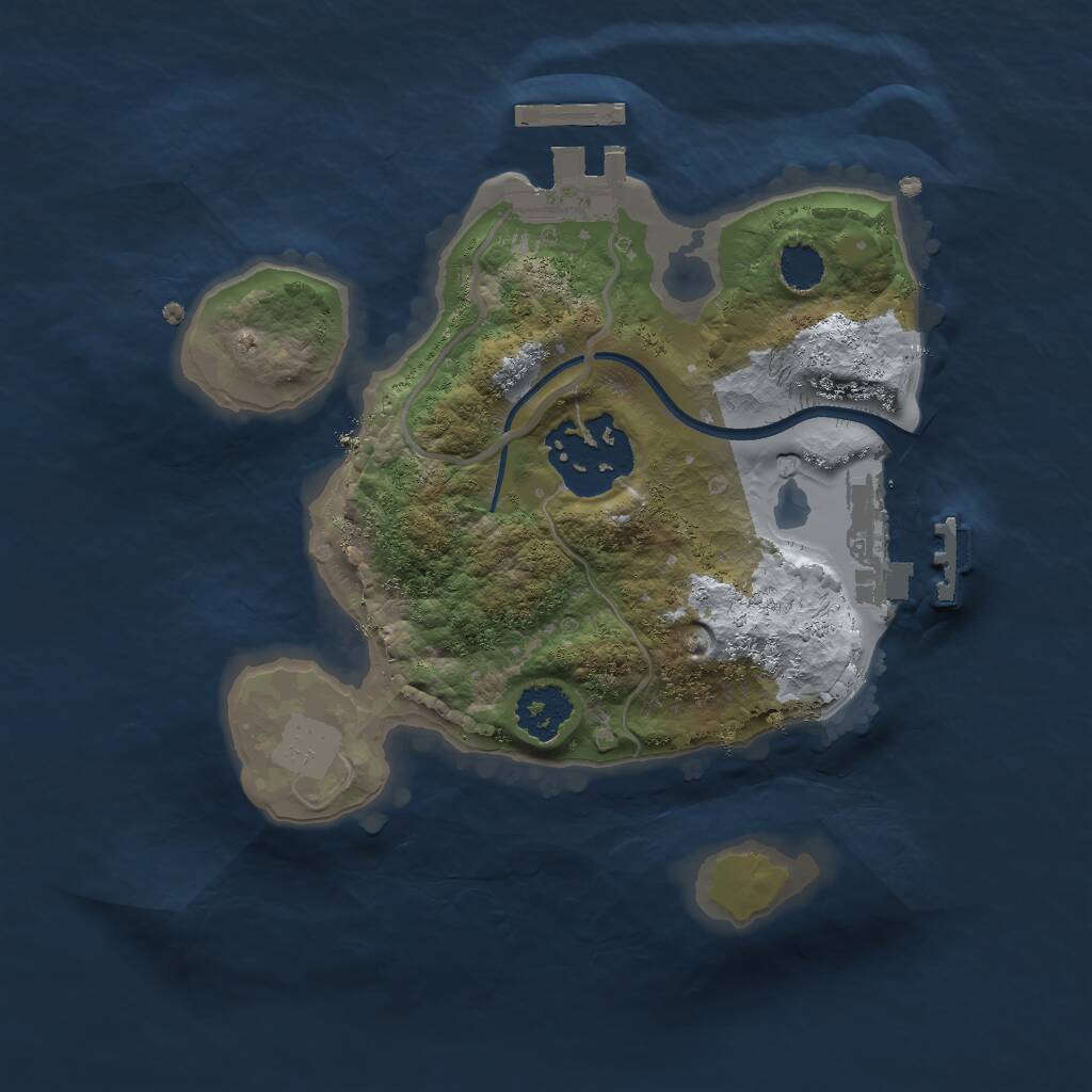 Rust Map: Procedural Map, Size: 2000, Seed: 1344730768, 4 Monuments