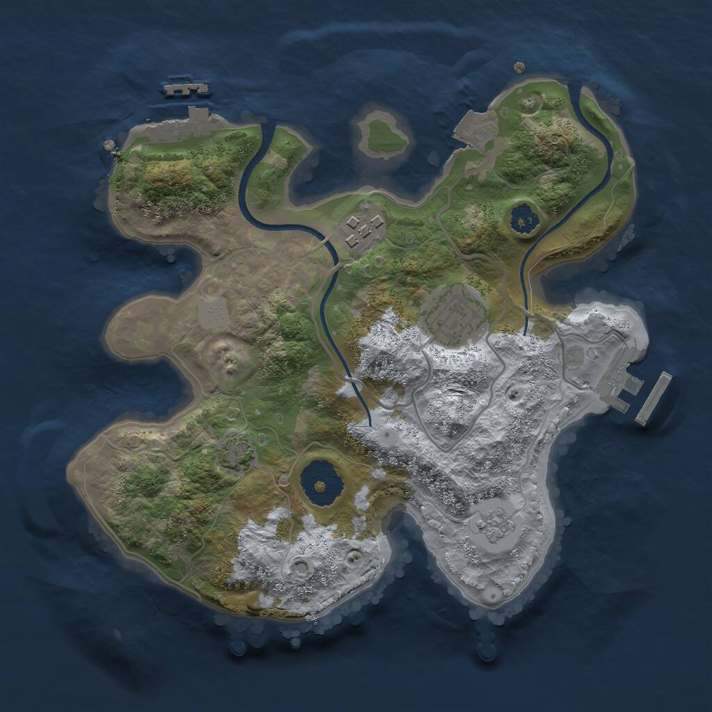 Rust Map: Procedural Map, Size: 2500, Seed: 657229363, 7 Monuments
