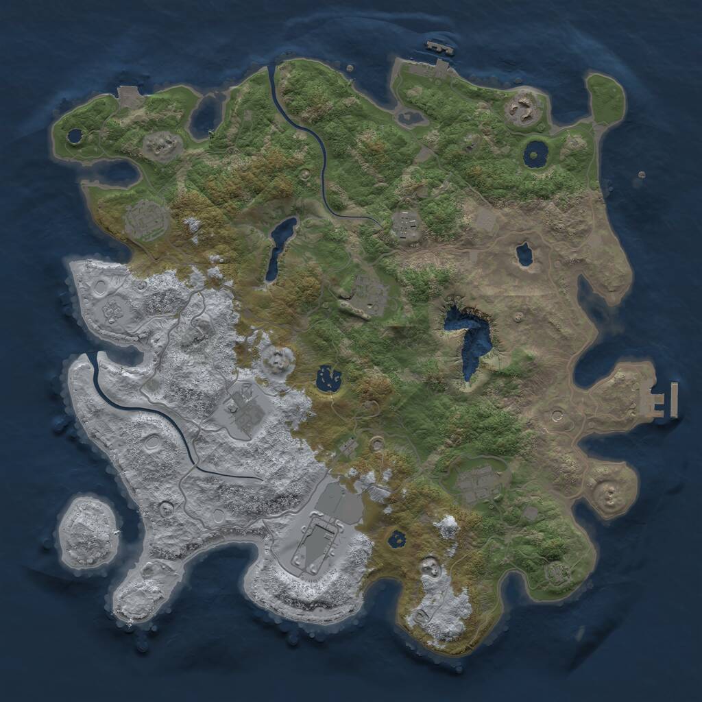 Rust Map: Procedural Map, Size: 4000, Seed: 1490190177, 14 Monuments