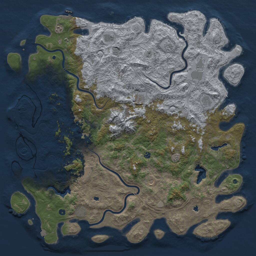Rust Map: Procedural Map, Size: 6000, Seed: 785441146, 17 Monuments