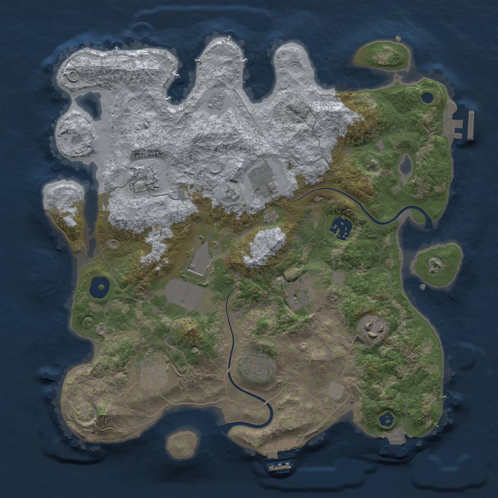Rust Map: Procedural Map, Size: 3500, Seed: 84297894, 13 Monuments
