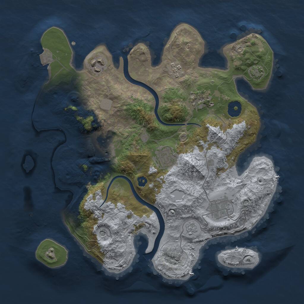 Rust Map: Procedural Map, Size: 3000, Seed: 5630, 10 Monuments