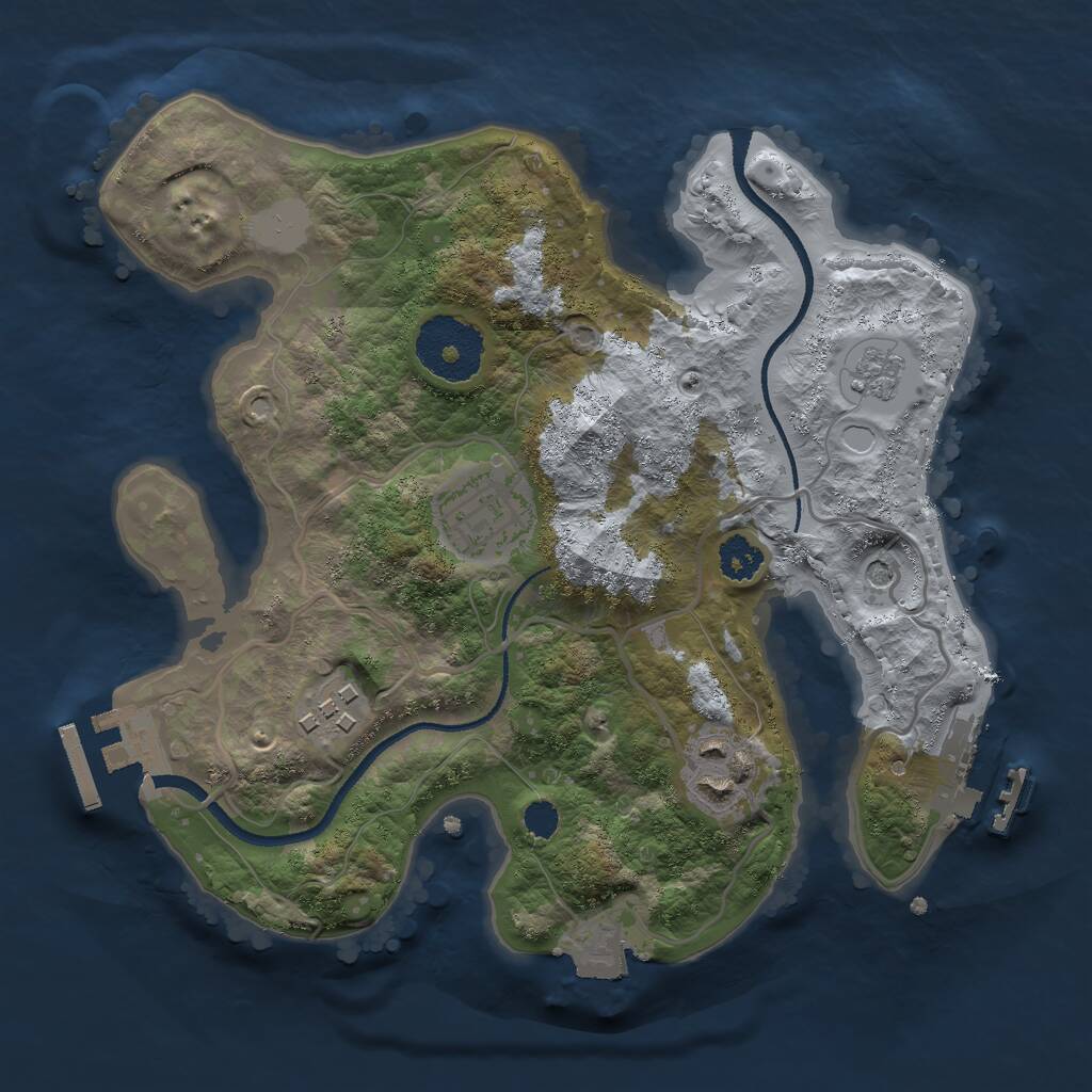 Rust Map: Procedural Map, Size: 2500, Seed: 1132612801, 8 Monuments