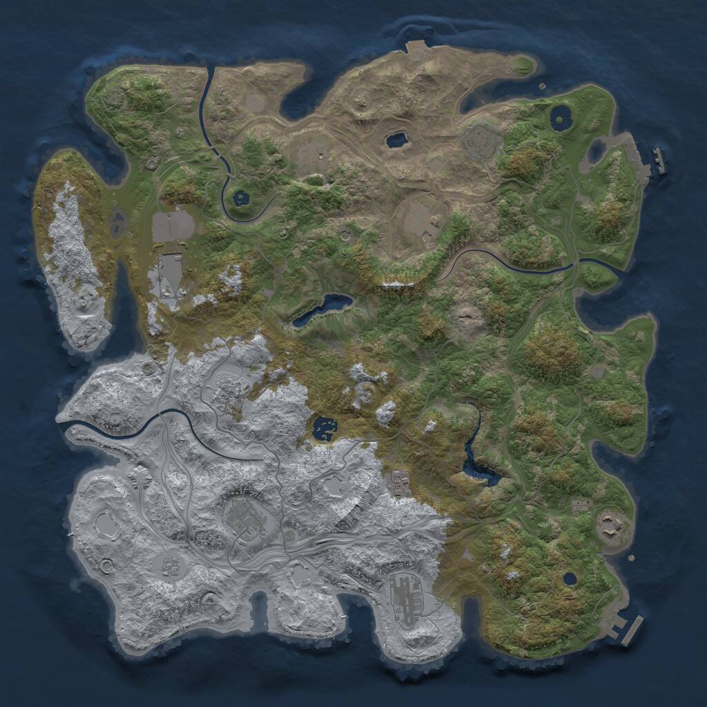Rust Map: Procedural Map, Size: 4300, Seed: 513228, 16 Monuments