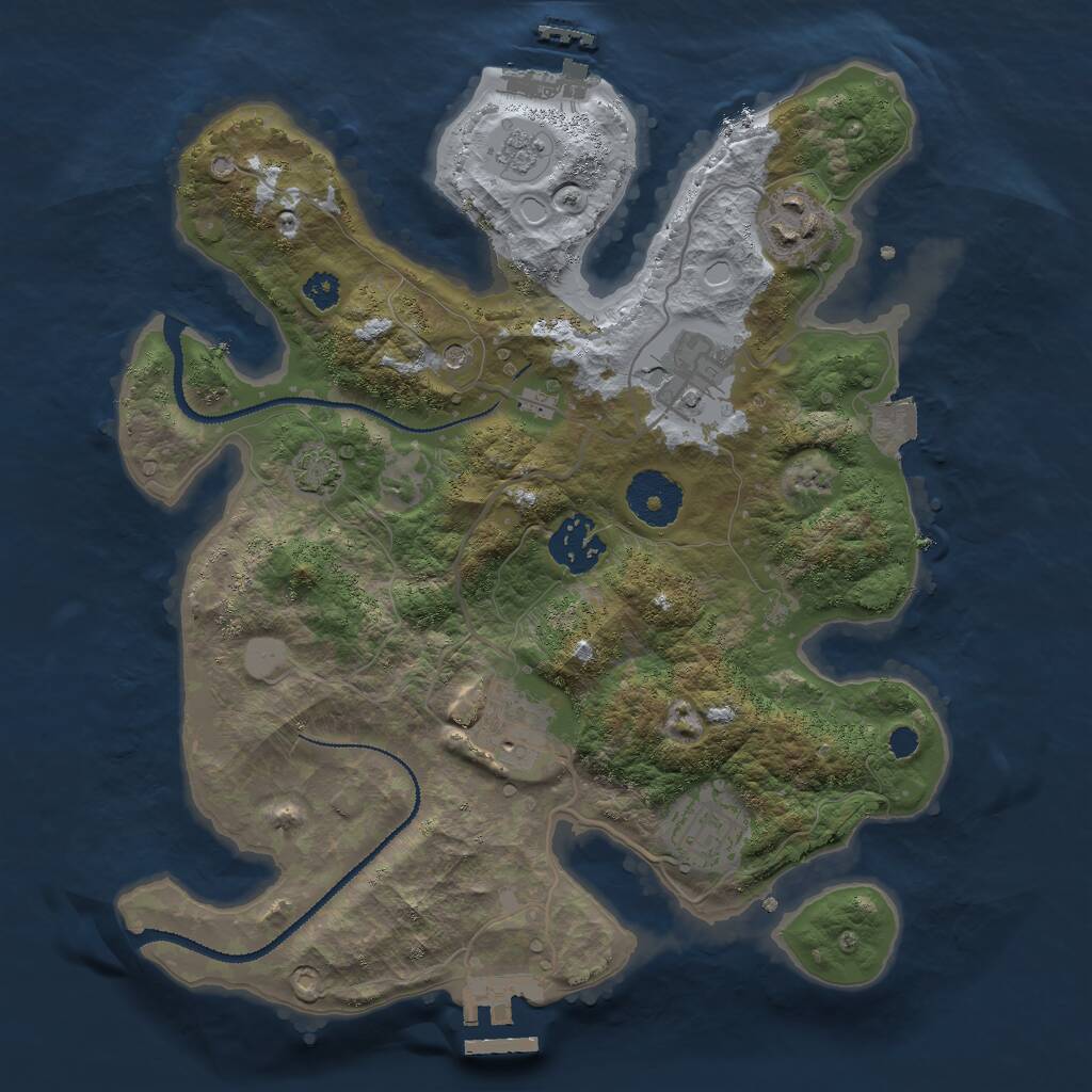 Rust Map: Procedural Map, Size: 3000, Seed: 5842, 11 Monuments