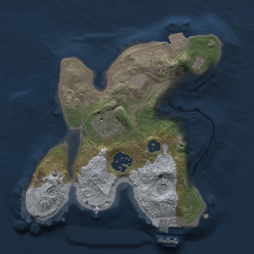 Rust Map: Procedural Map, Size: 2000, Seed: 394558778, 5 Monuments