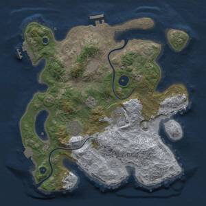 Thumbnail Rust Map: Procedural Map, Size: 3000, Seed: 1717267861, 9 Monuments