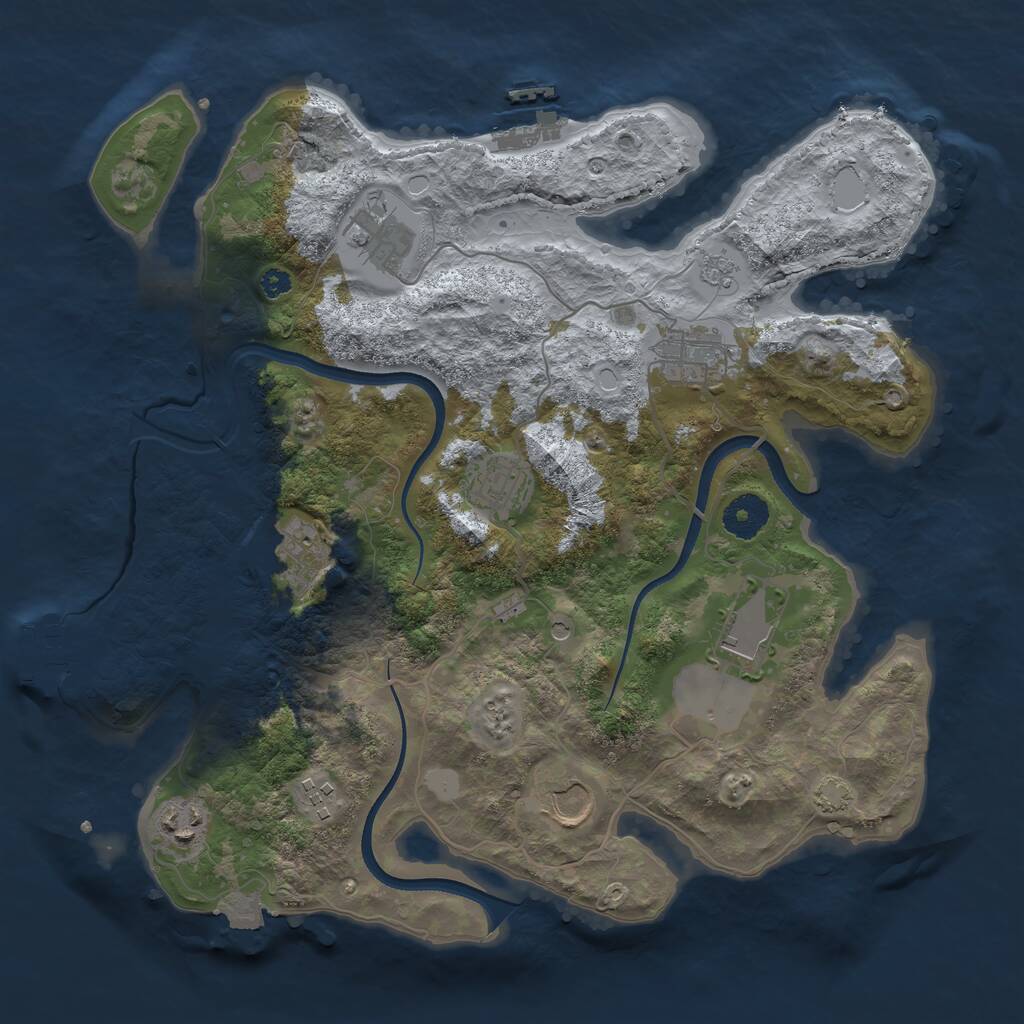 Rust Map: Procedural Map, Size: 3500, Seed: 975414084, 14 Monuments
