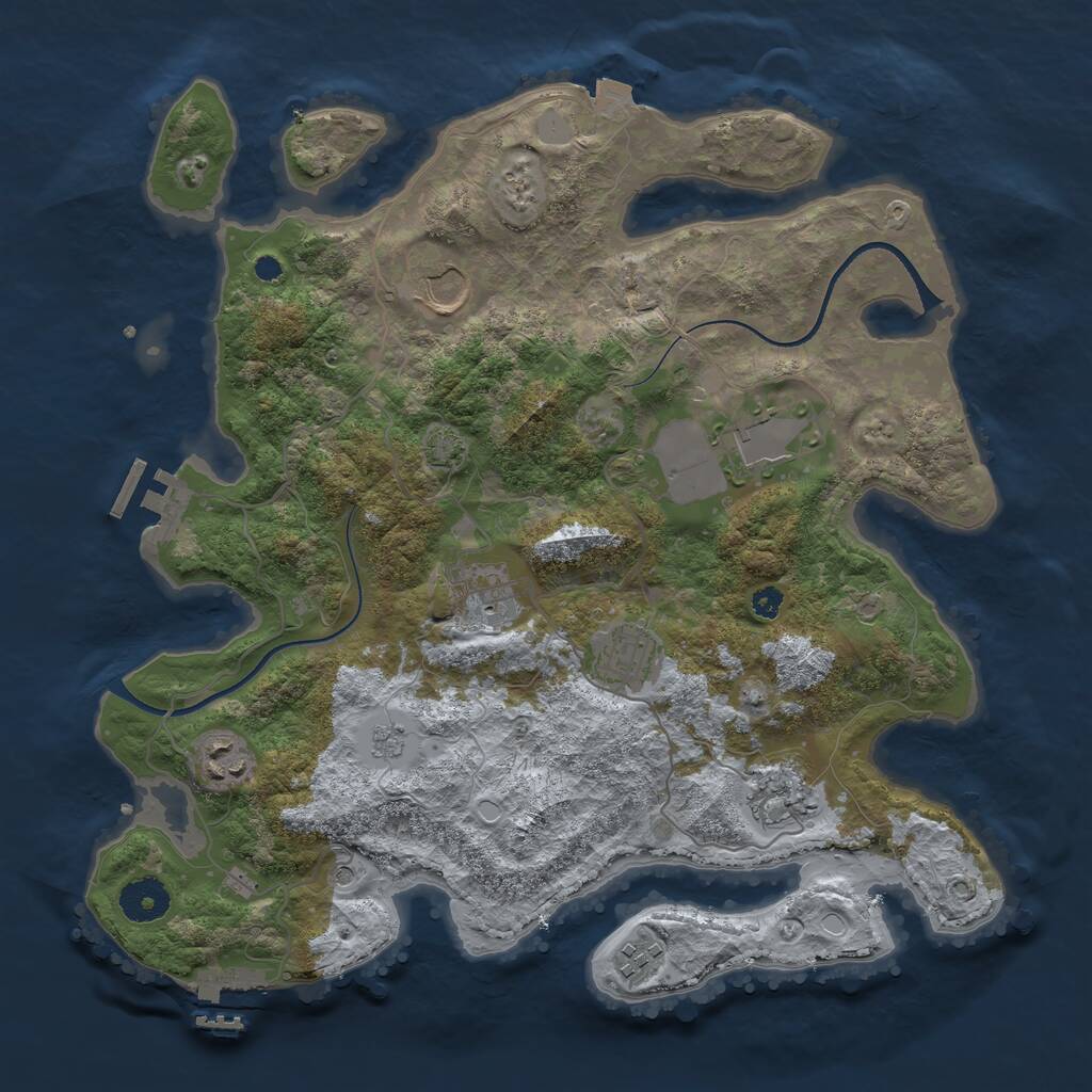 Rust Map: Procedural Map, Size: 3500, Seed: 1481412848, 13 Monuments