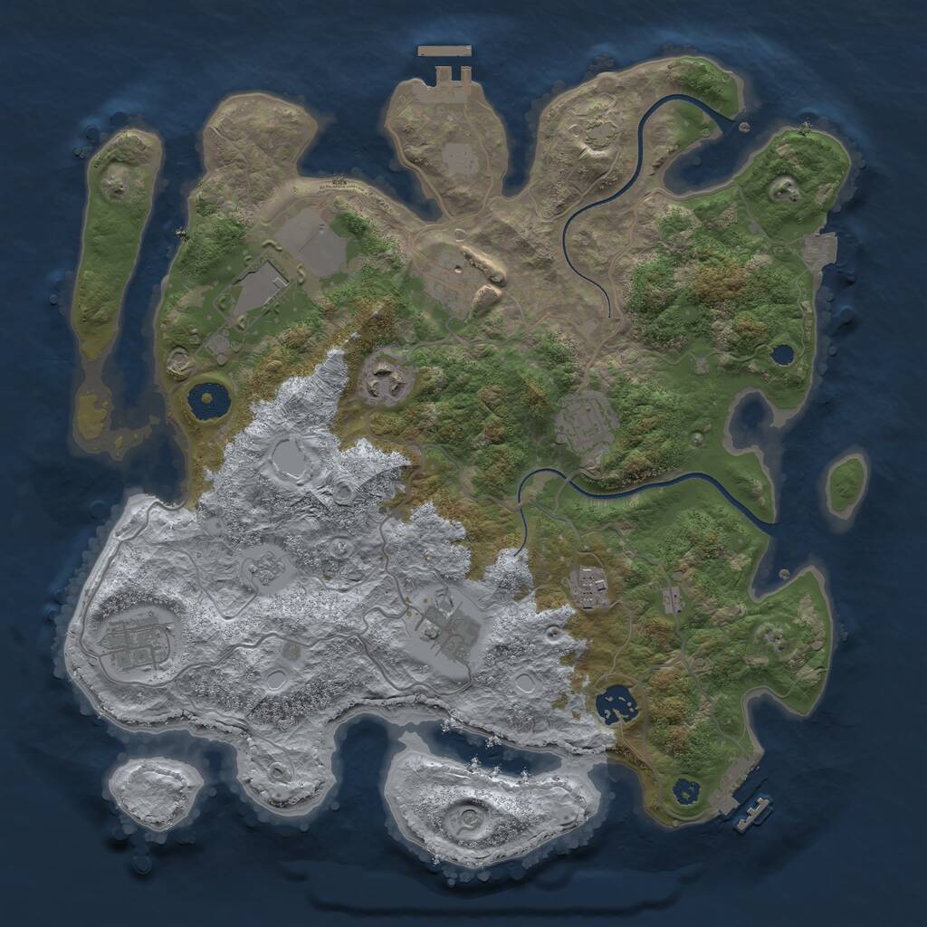 Rust Map: Procedural Map, Size: 3500, Seed: 31107, 14 Monuments