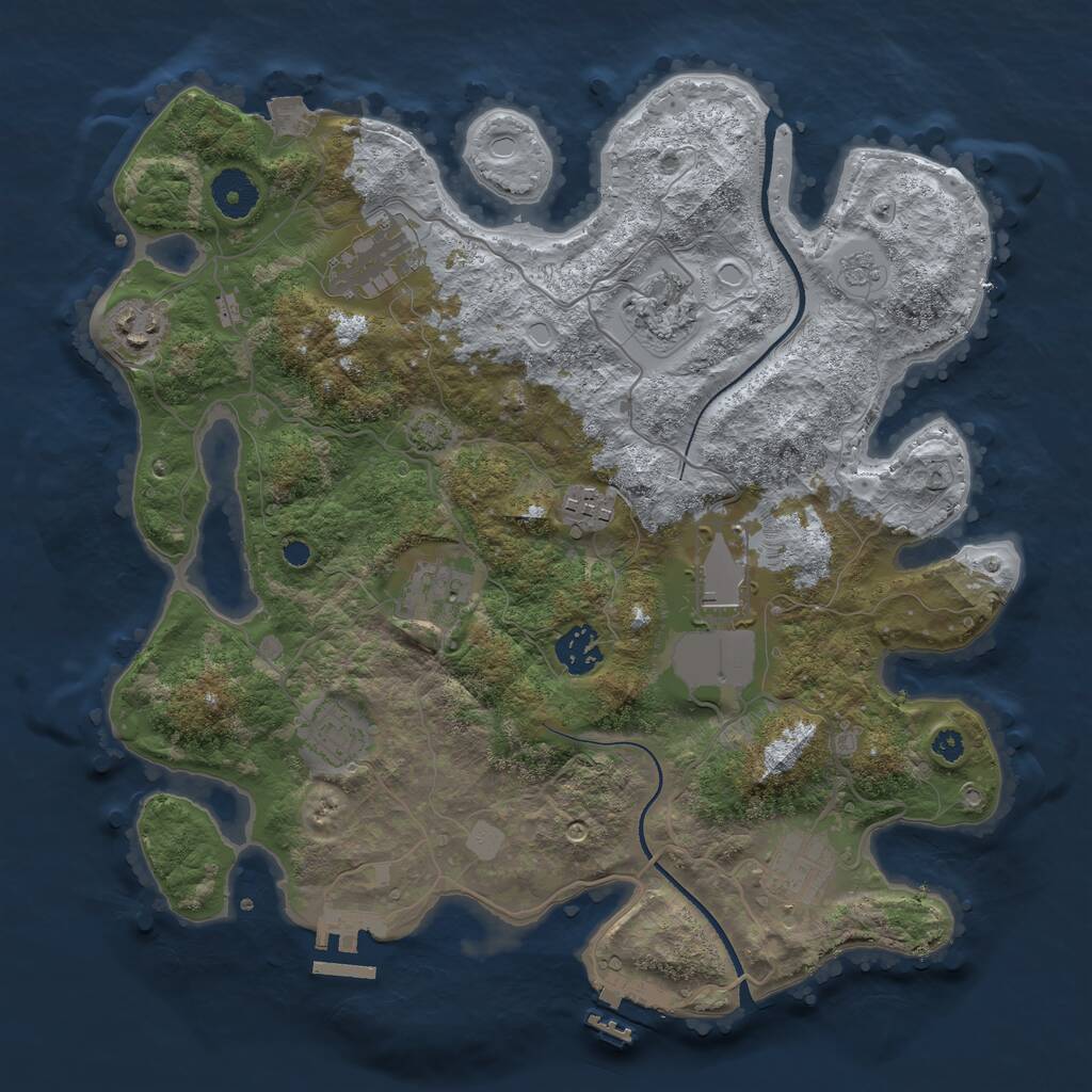 Rust Map: Procedural Map, Size: 3500, Seed: 1241767231, 14 Monuments