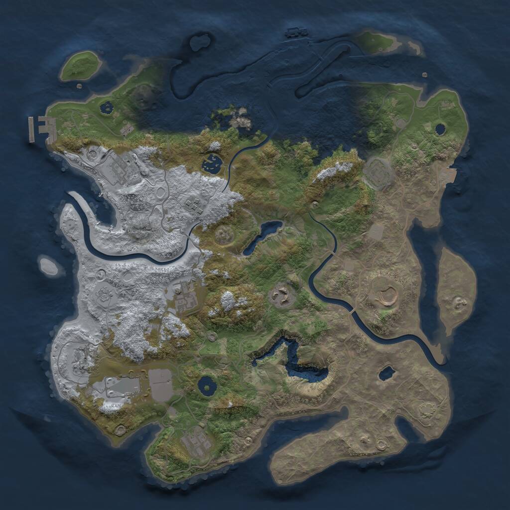 Rust Map: Procedural Map, Size: 4000, Seed: 49990, 16 Monuments