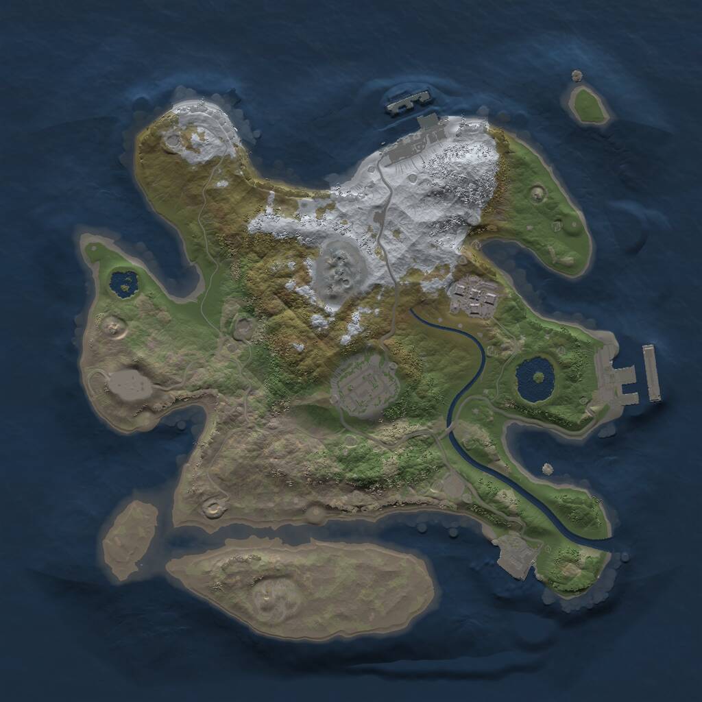 Rust Map: Procedural Map, Size: 2500, Seed: 344039243, 5 Monuments