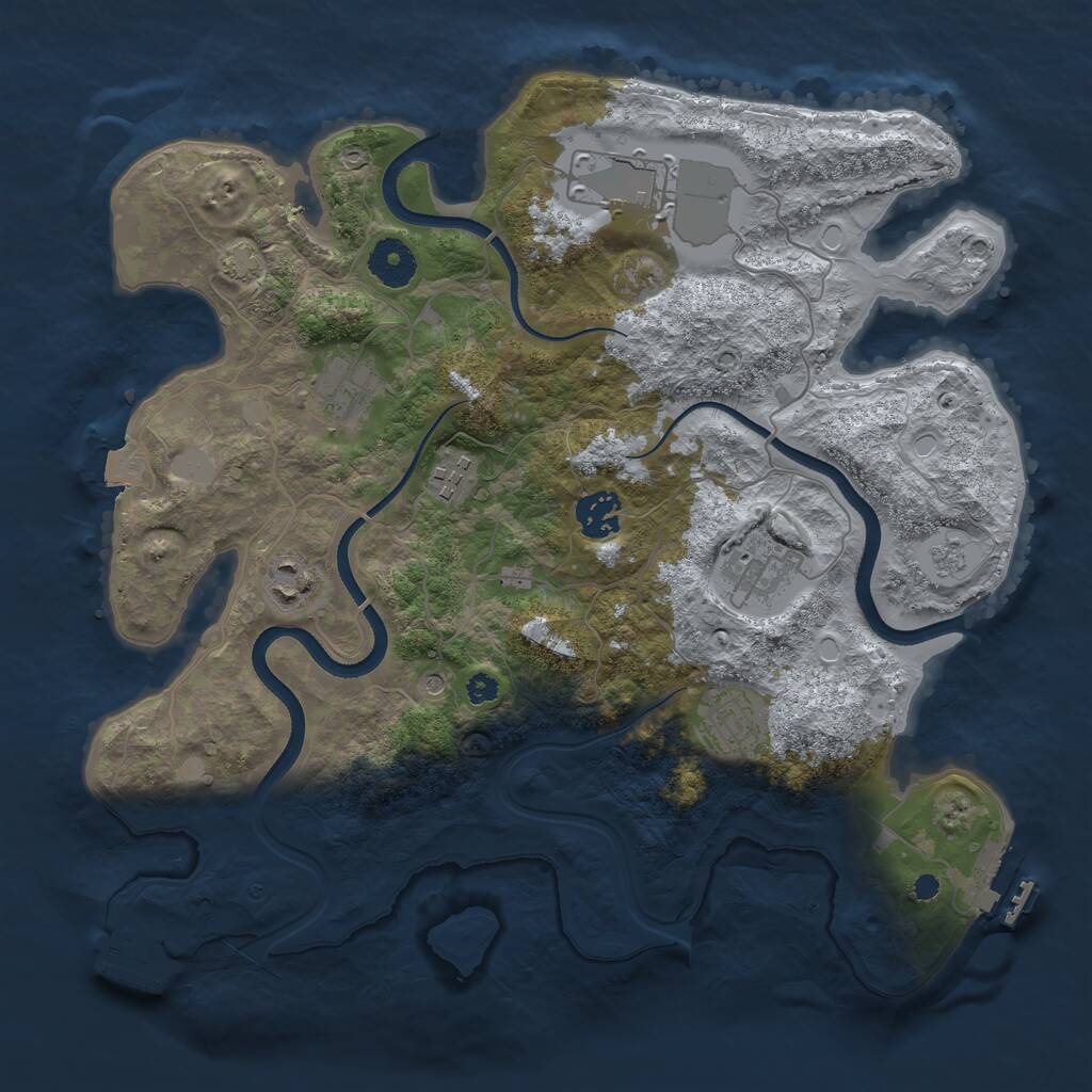 Rust Map: Procedural Map, Size: 3500, Seed: 1226277530, 13 Monuments