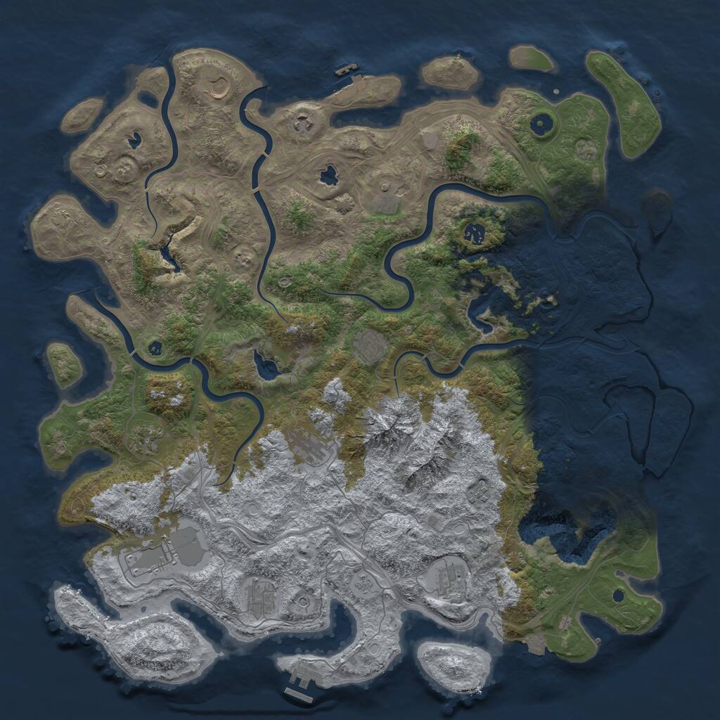 Rust Map: Procedural Map, Size: 5000, Seed: 354320, 17 Monuments