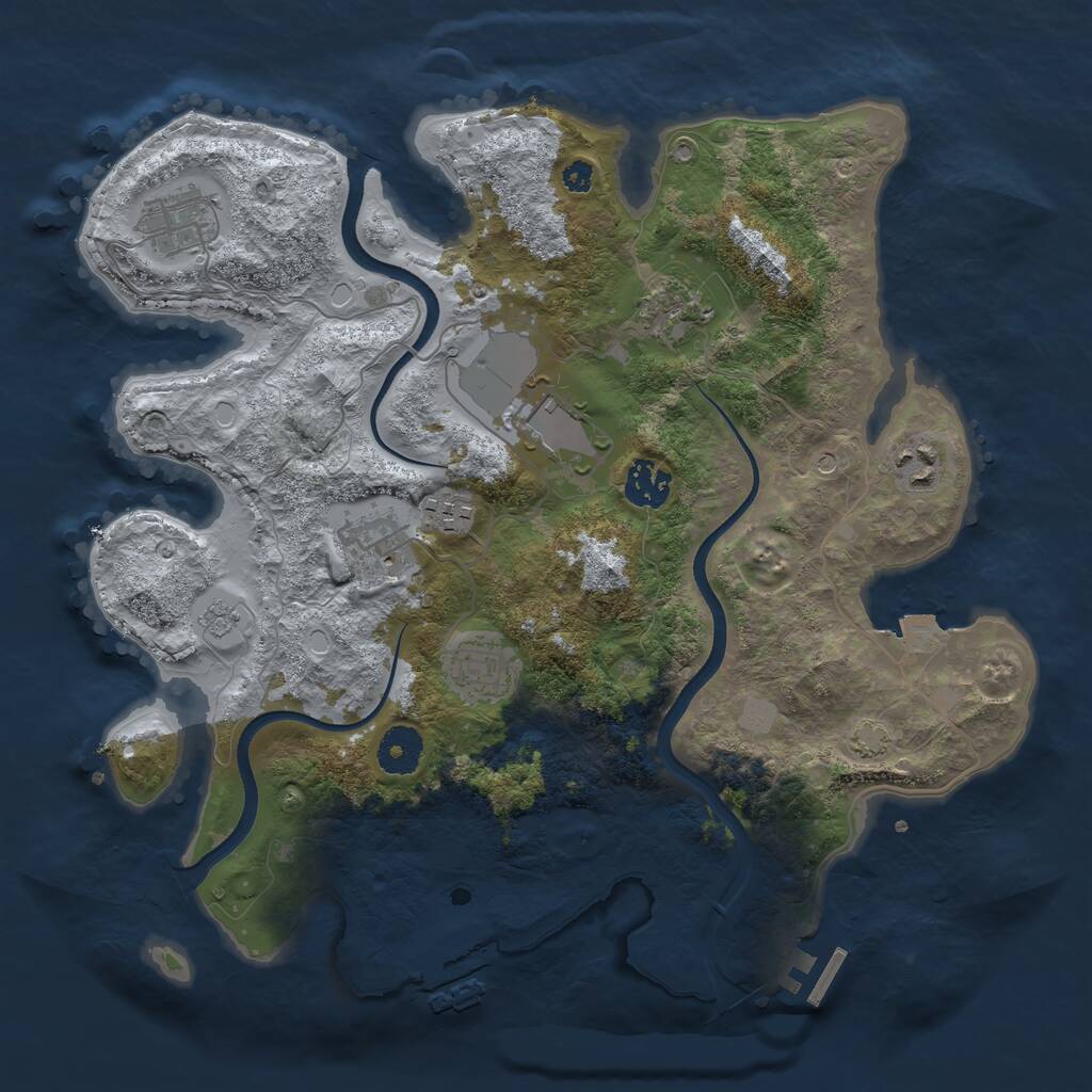 Rust Map: Procedural Map, Size: 3500, Seed: 180359040, 14 Monuments