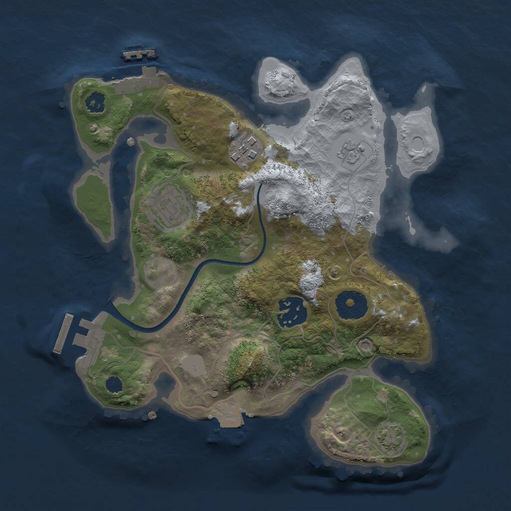 Rust Map: Procedural Map, Size: 2500, Seed: 494151529, 8 Monuments