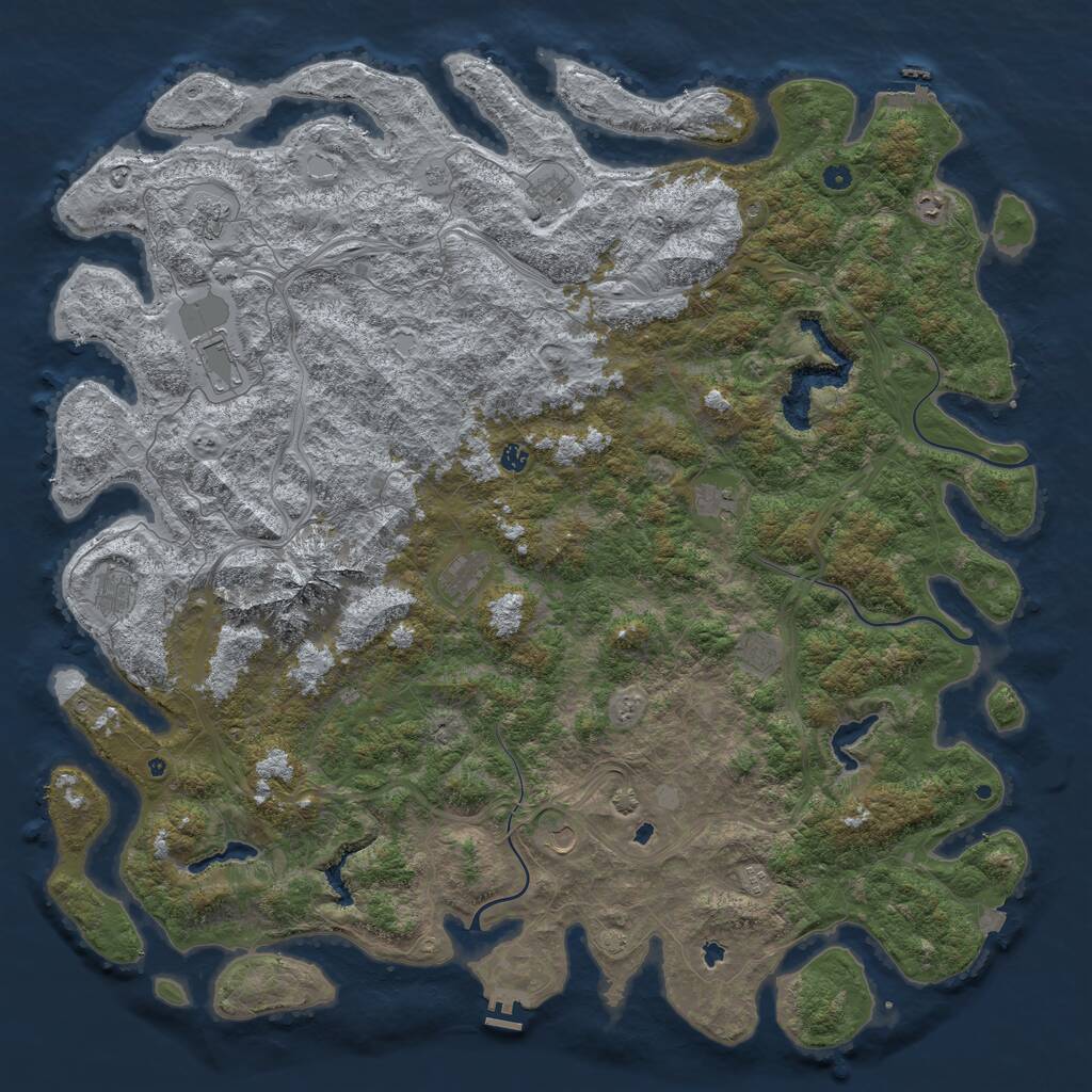 Rust Map: Procedural Map, Size: 6000, Seed: 4398107, 17 Monuments