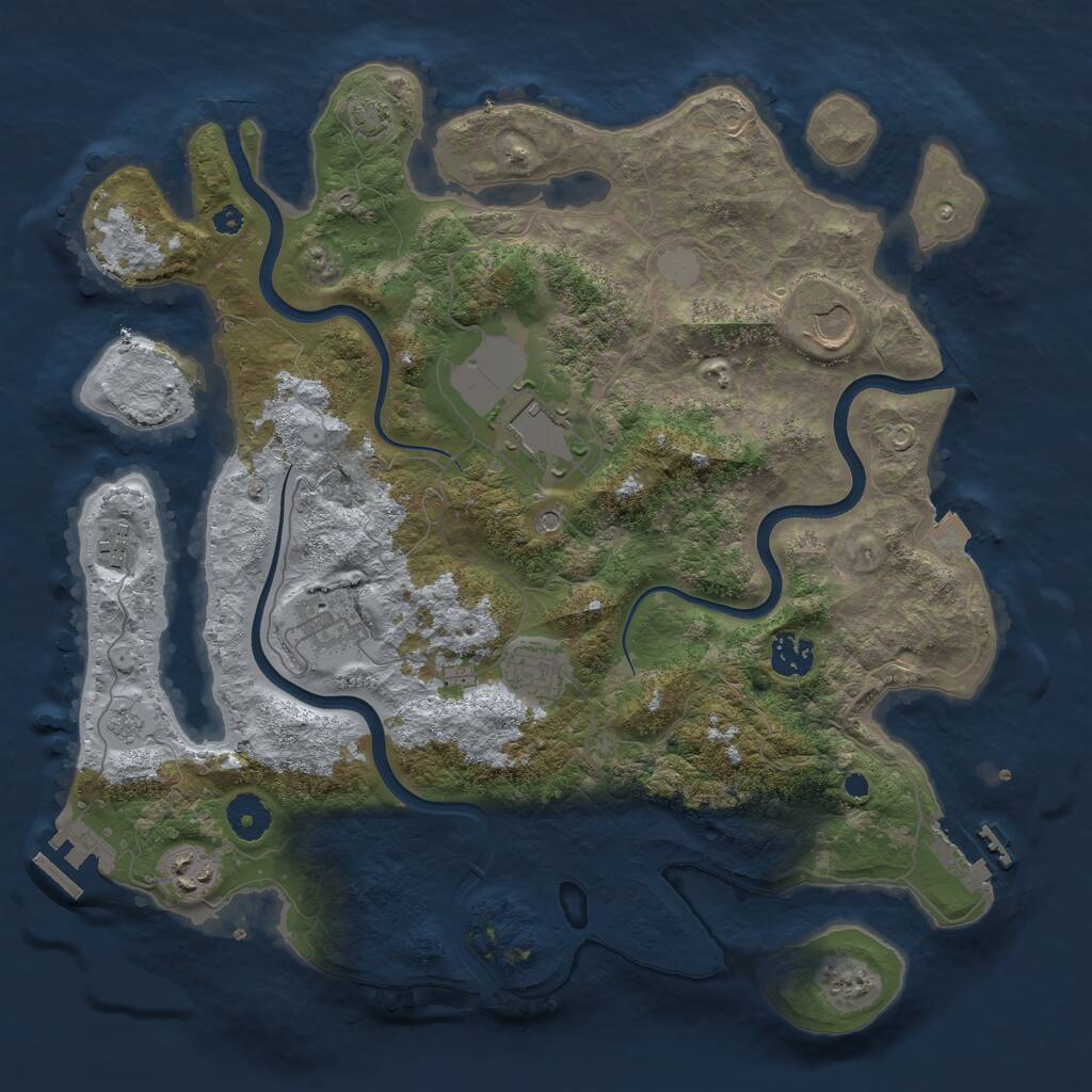 Rust Map: Procedural Map, Size: 3700, Seed: 838196972, 13 Monuments