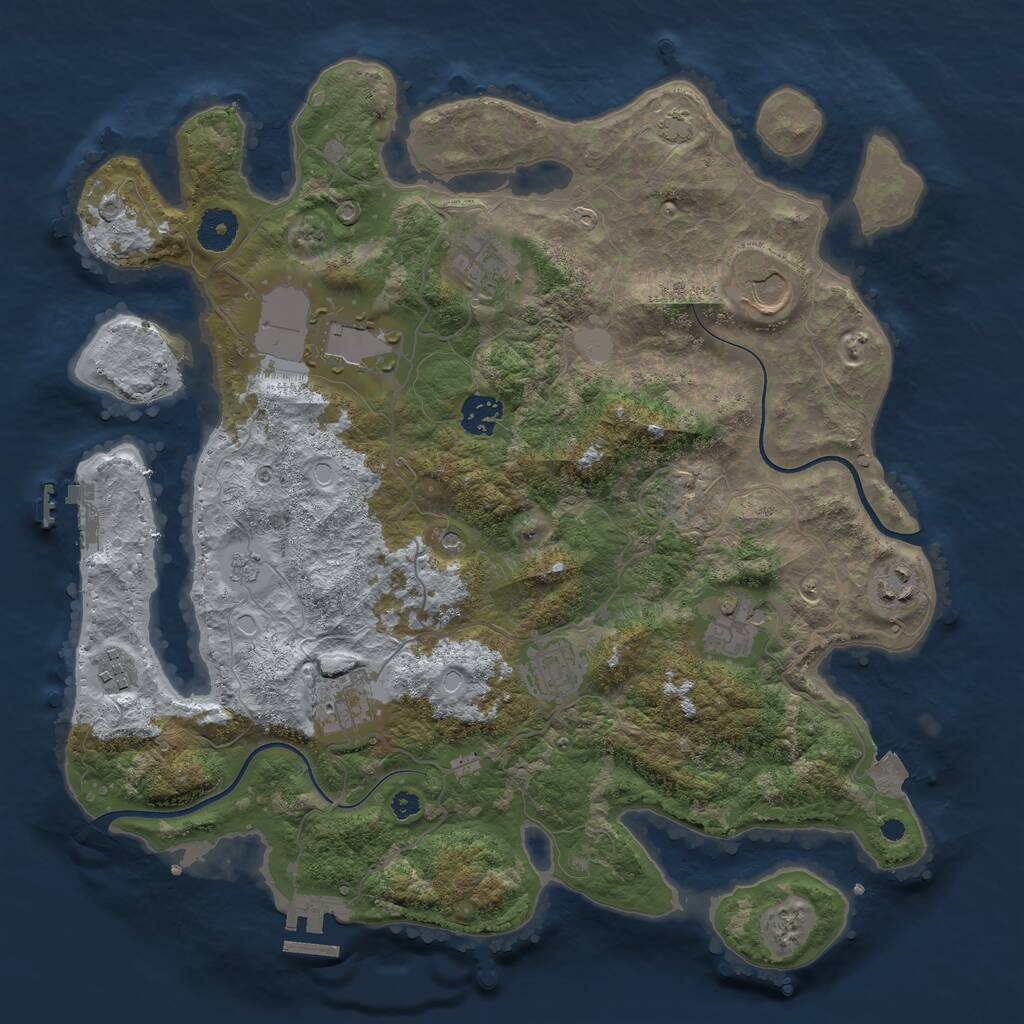 Rust Map: Procedural Map, Size: 3700, Seed: 838196972, 15 Monuments