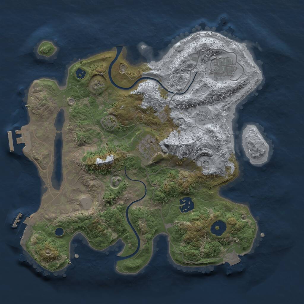 Rust Map: Procedural Map, Size: 3000, Seed: 870222516, 9 Monuments