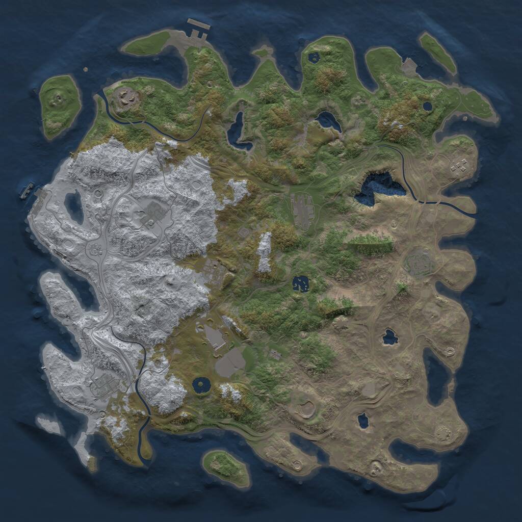 Rust Map: Procedural Map, Size: 4500, Seed: 1014710407, 16 Monuments