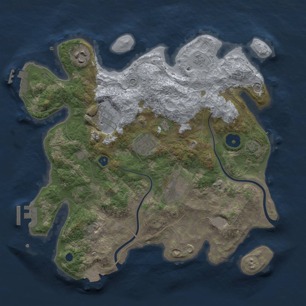 Rust Map: Procedural Map, Size: 3200, Seed: 983429451, 10 Monuments