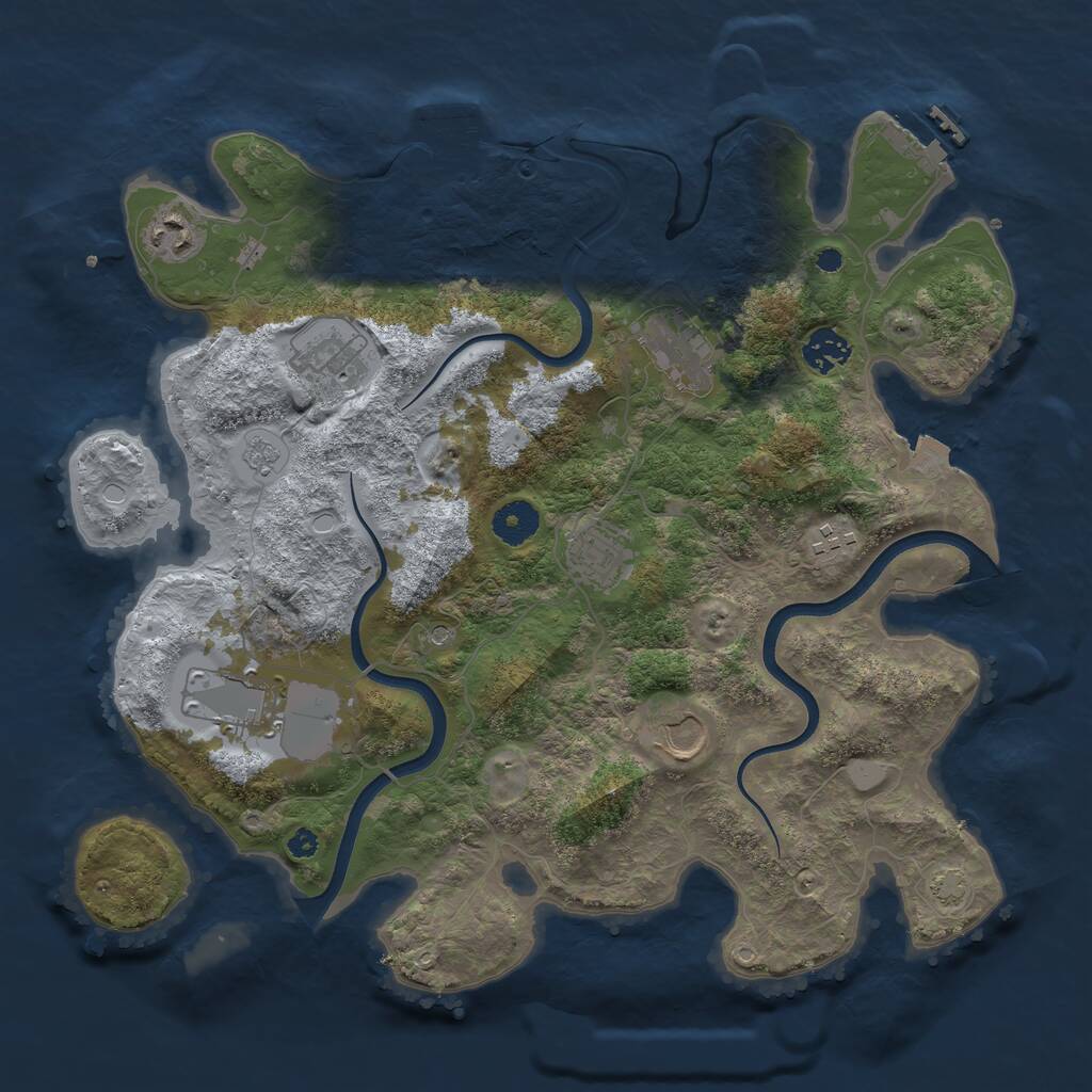 Rust Map: Procedural Map, Size: 3702, Seed: 155, 14 Monuments