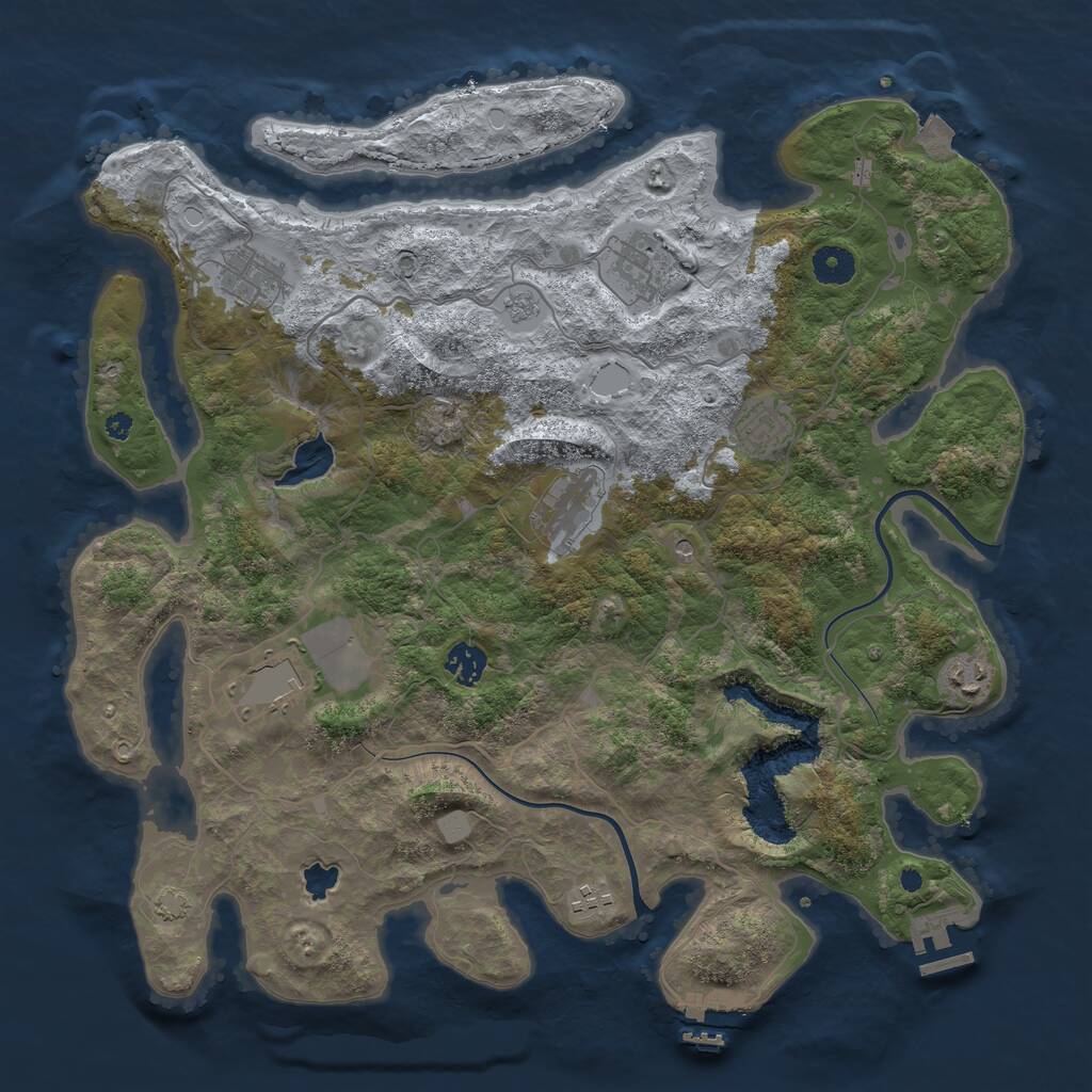 Rust Map: Procedural Map, Size: 4000, Seed: 1161288384, 14 Monuments