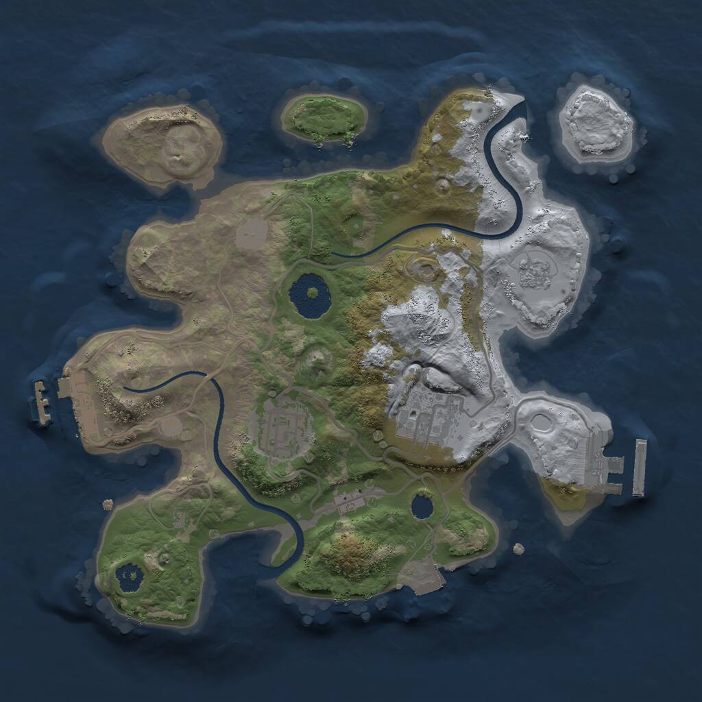 Rust Map: Procedural Map, Size: 2500, Seed: 800422572, 6 Monuments