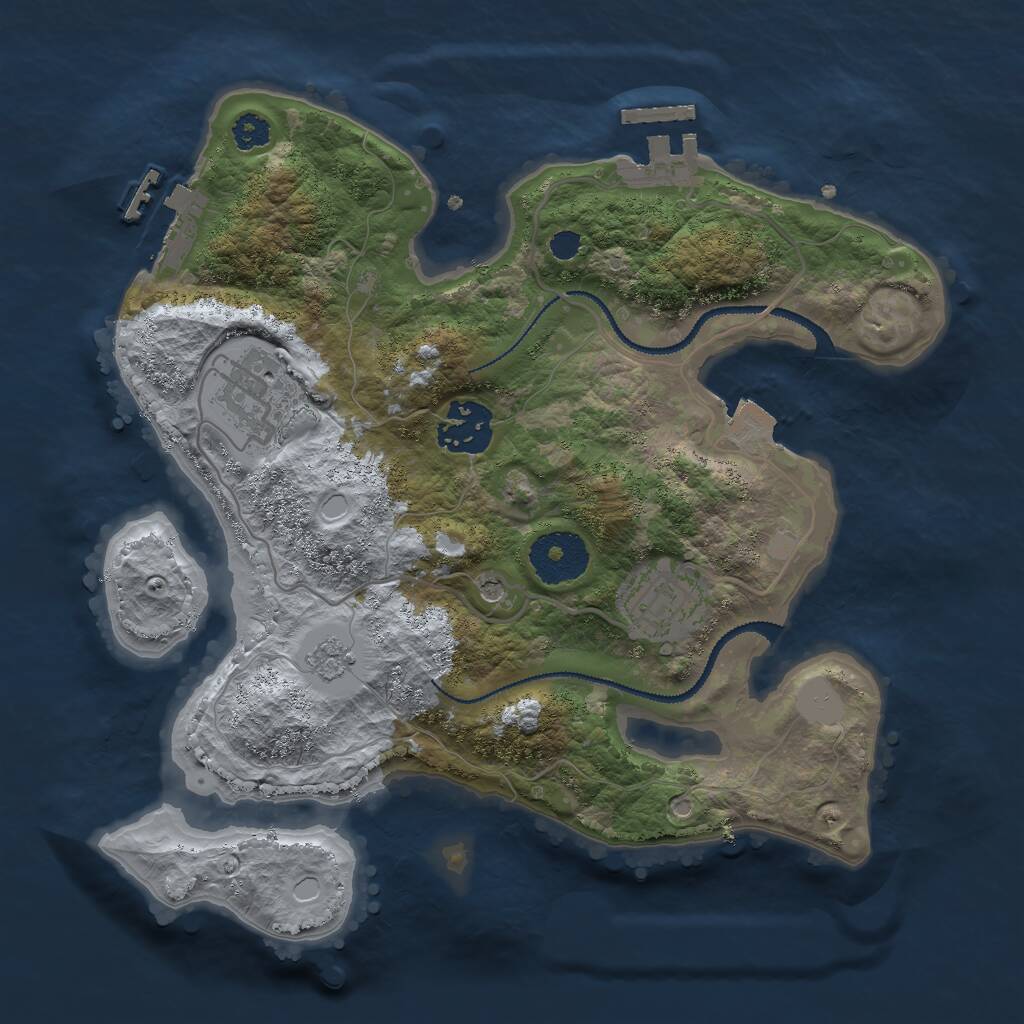 Rust Map: Procedural Map, Size: 2800, Seed: 1121068841, 8 Monuments