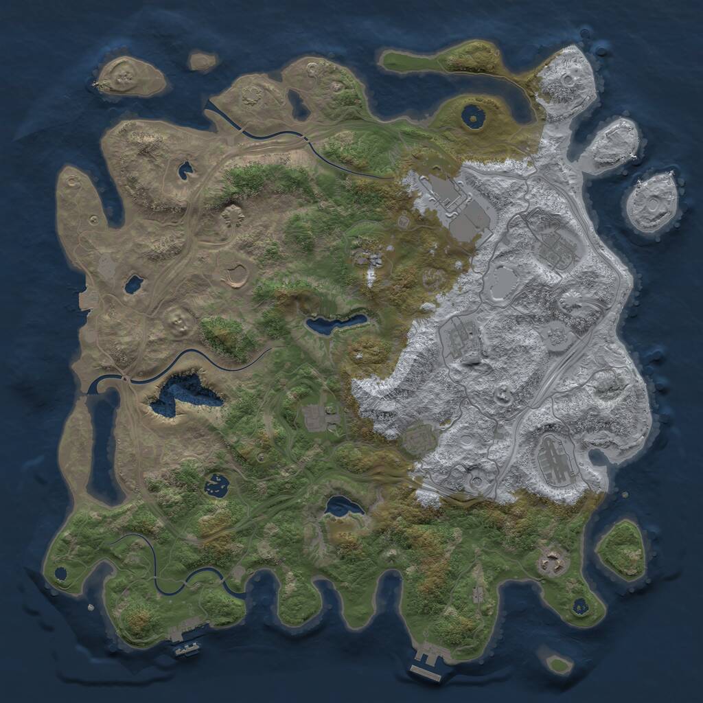 Rust Map: Procedural Map, Size: 4500, Seed: 1134129062, 16 Monuments