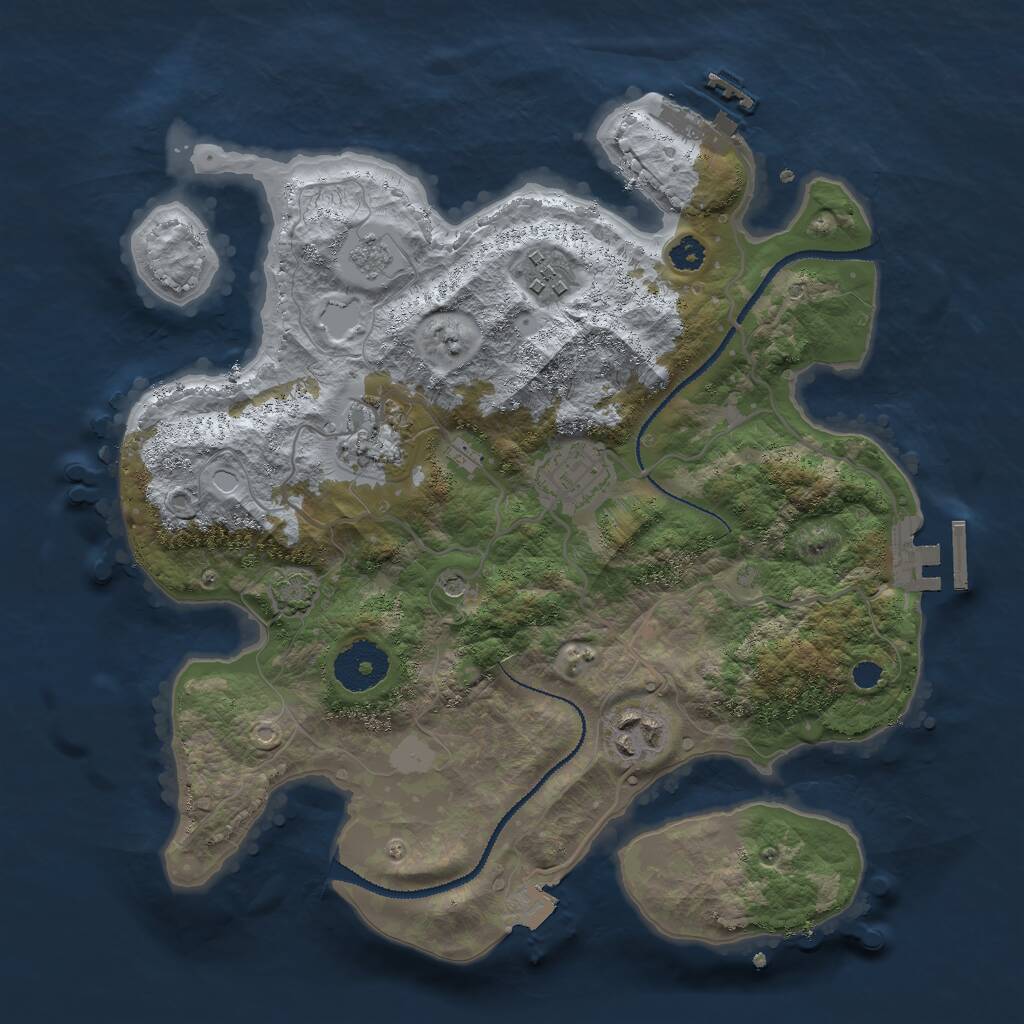 Rust Map: Procedural Map, Size: 3000, Seed: 1036990604, 10 Monuments