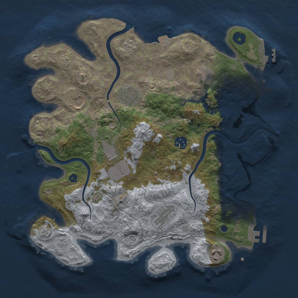 Rust Map: Procedural Map, Size: 3500, Seed: 1535805215, 14 Monuments