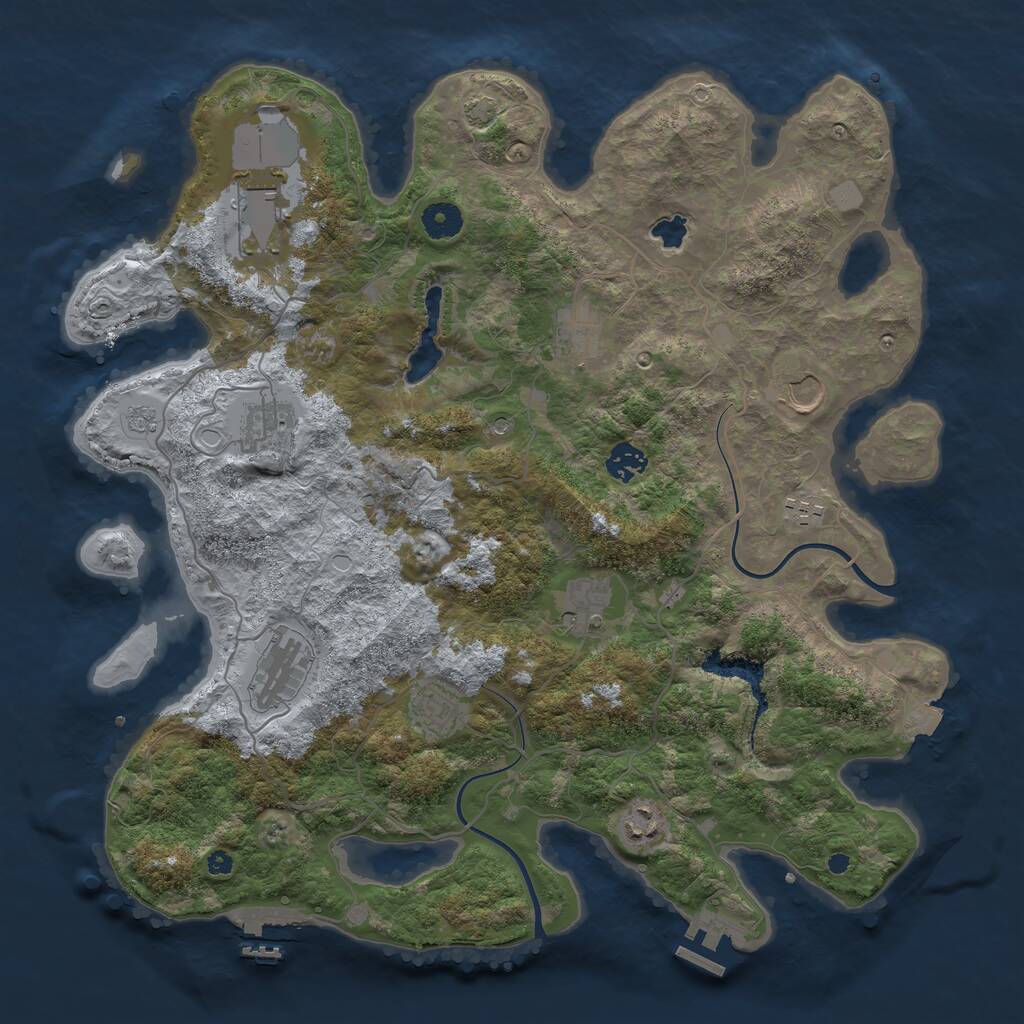 Rust Map: Procedural Map, Size: 4000, Seed: 1821411899, 16 Monuments