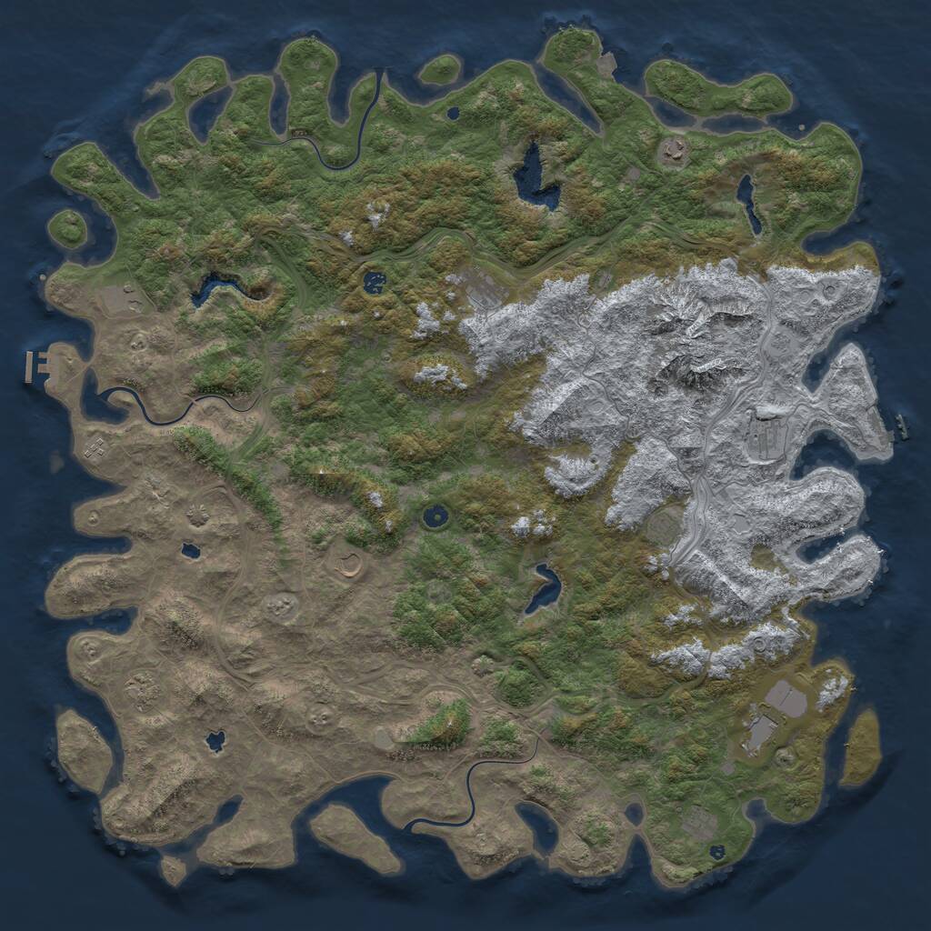Rust Map: Procedural Map, Size: 6000, Seed: 1925157886, 17 Monuments