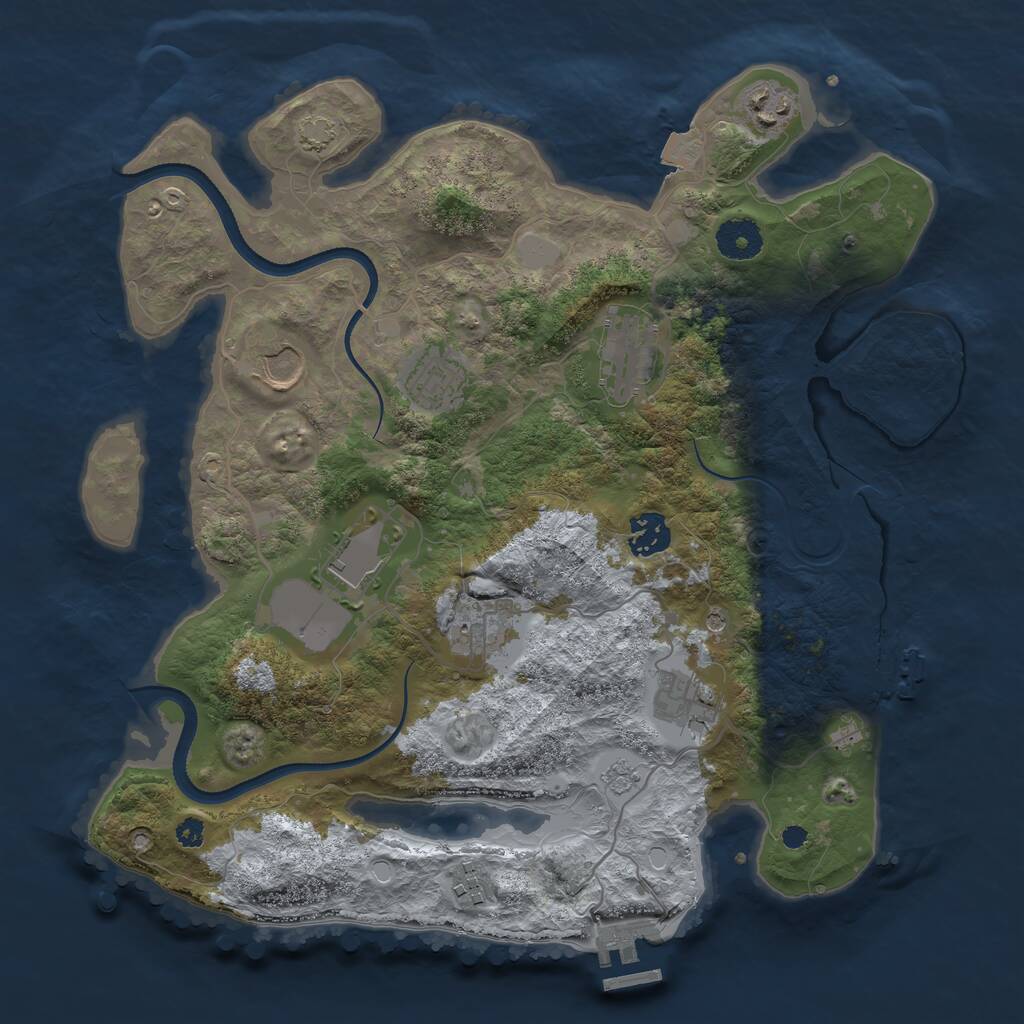 Rust Map: Procedural Map, Size: 3500, Seed: 394338334, 15 Monuments