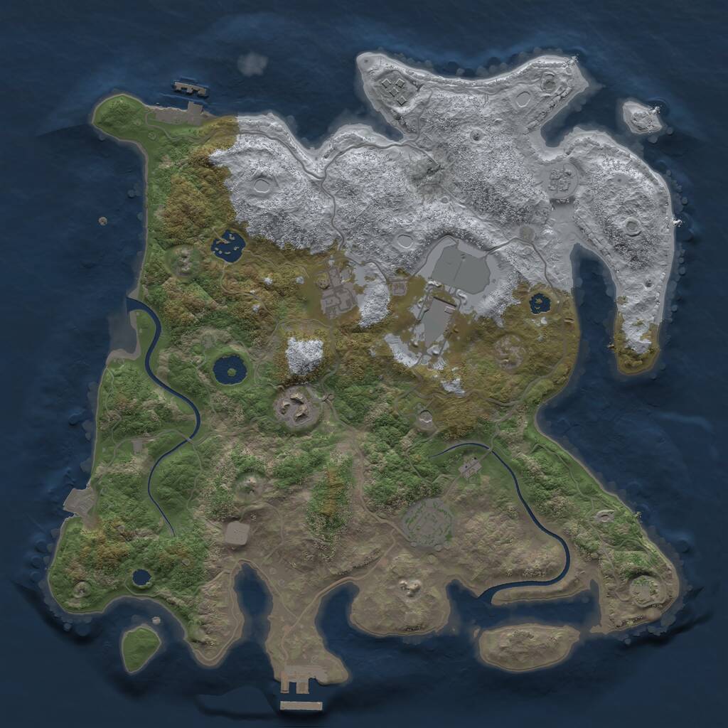 Rust Map: Procedural Map, Size: 3500, Seed: 358732391, 12 Monuments