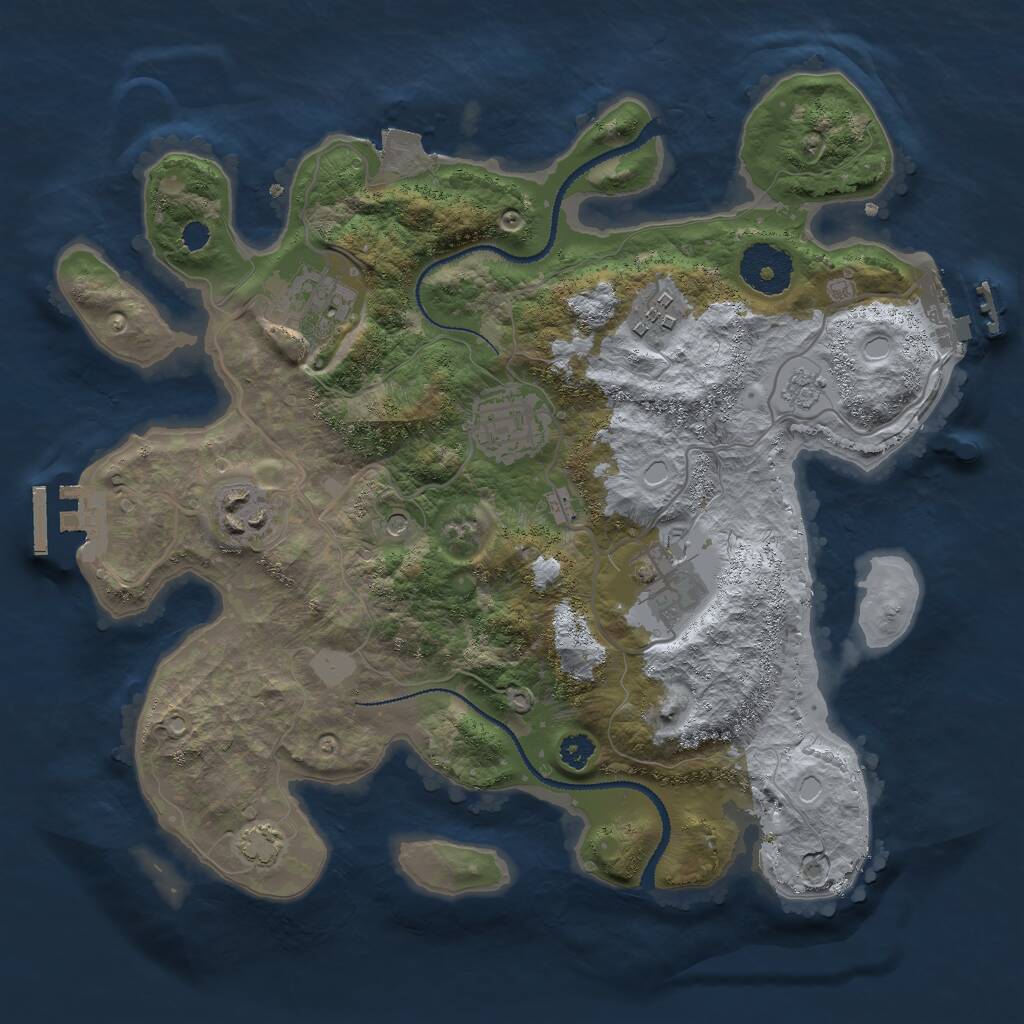 Rust Map: Procedural Map, Size: 3000, Seed: 12362, 11 Monuments